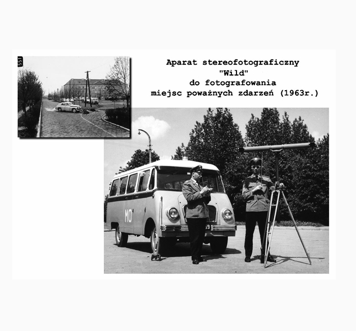 Aparat stereofotogrametryczny Wild używany podczas dokumentowania miejsca wypadku drogowego w 1963 roku
